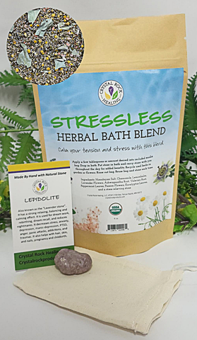 Bath Blend Organic- Stressless with Muslin Bag and Stone