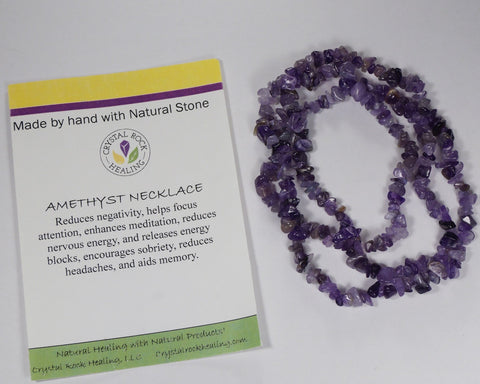 Natural Stone Chip Necklace 34-35"-Amethyst