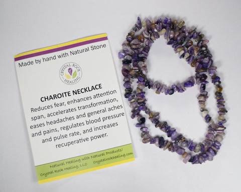 Natural Stone Chip Necklace 34-35"-Charoite