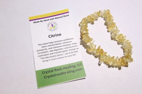 Natural Stone Chip Bracelet 7 inch stretch-Citrine