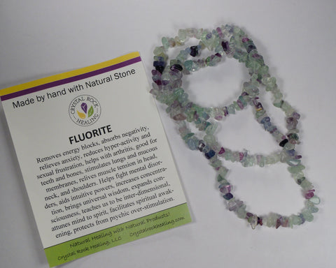 Natural Stone Chip Necklace 34-35"-Fluorite