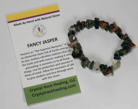 Natural Stone Chip Bracelet 7 inch Stretch-Fancy Jasper