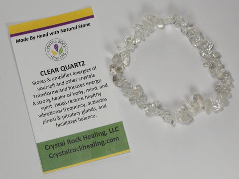 Natural Stone Chip Bracelet 7 inch Stretch-Clear Quartz