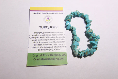 Natural Stone Chip Bracelet 7 inch stretch-Turquoise