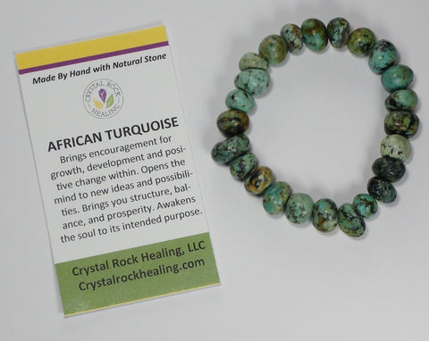 Natural Stone Gem Bracelet 7 inch Stretch-African Turquoise